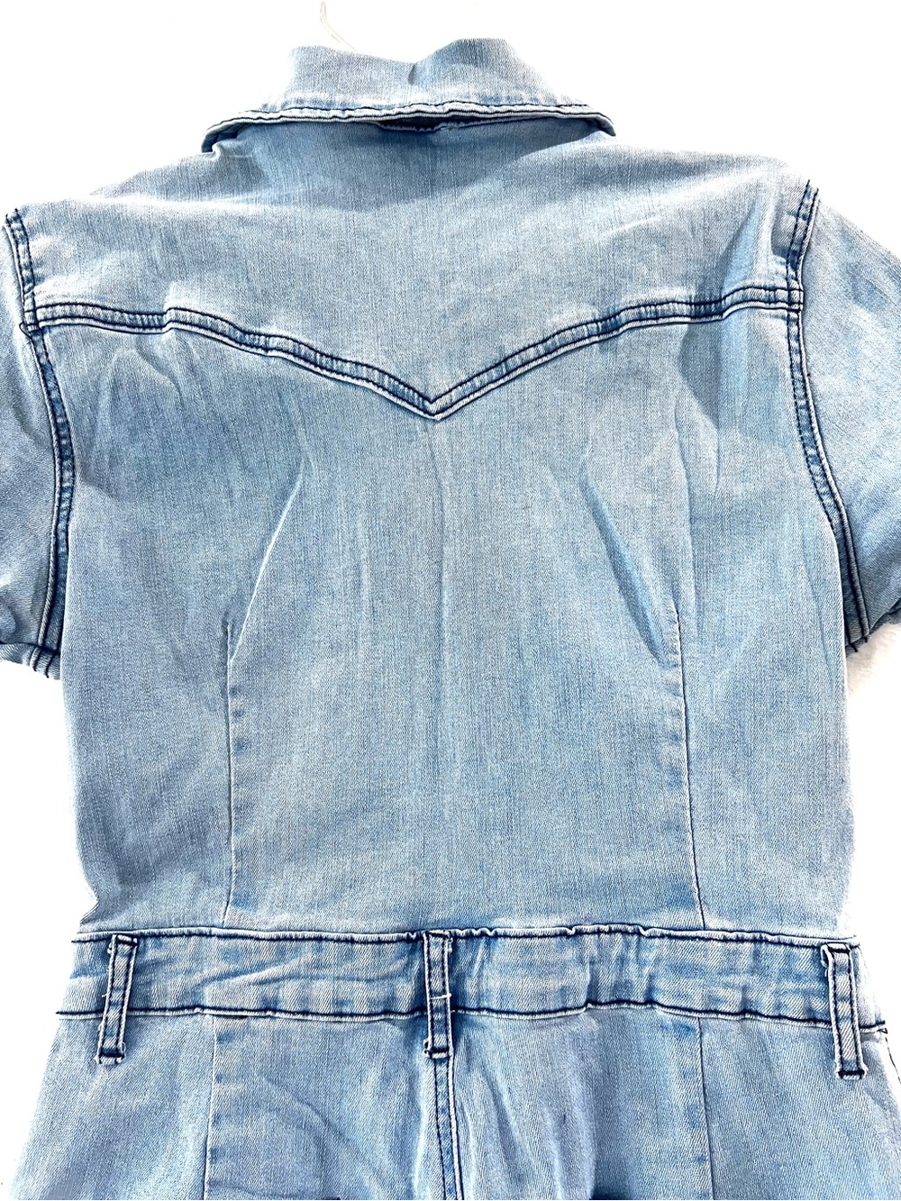 Wisteria Lane Denim Jumpsuit Bell Bottom Boho Western size Large - Picture 4 of 10